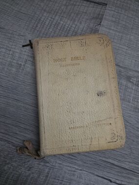 Red Letter Edition Bible Illustrated Holy Bible in Cream Leather Cover